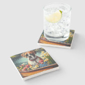 Boxer auf einem Paddle: Ein Landschaftliches Abent Steinuntersetzer (Seitenansicht)