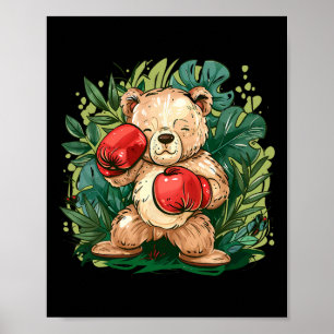 Boxer Bär mit Boxhandschuhen Kickboxen Lustiges Bo Poster