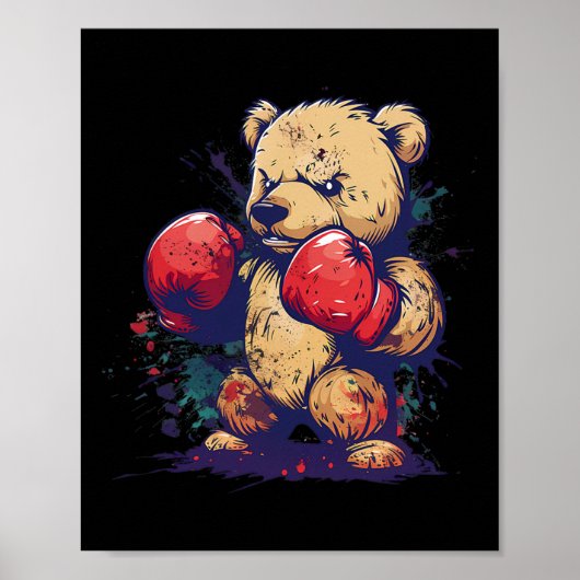 Boxer-Bär mit Boxhandschuhen Kickboxen Lustiges Bo Poster (Vorne)