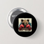 Boxer Bär mit Boxhandschuhen Kickboxing Funny Box Button (Vorne & Hinten)