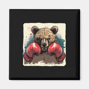 Boxer Bär mit Boxhandschuhen Kickboxing Funny Box Magnet