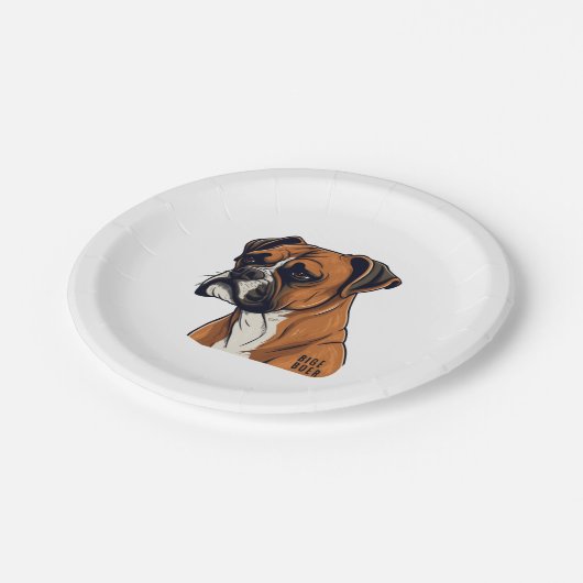 Boxer Bark Designs Punchy Grafik-Designs Pappteller (Schrägansicht)