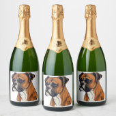 Boxer Bark Designs Punchy Grafik-Designs Schaumweinetikett (Flaschen)