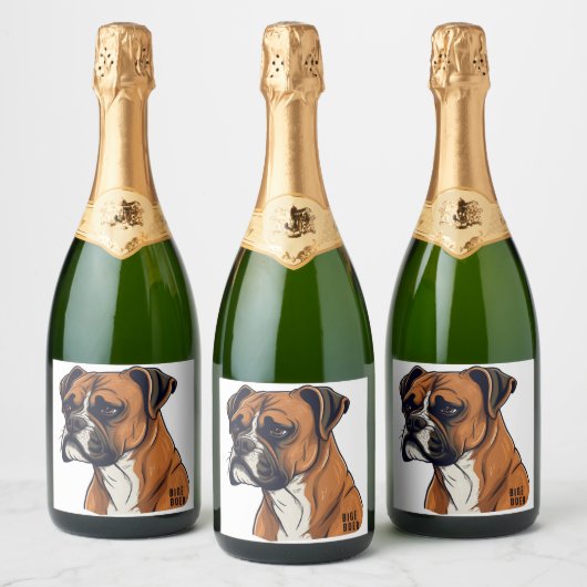 Boxer Bark Designs Punchy Grafik-Designs Schaumweinetikett (Flaschen)