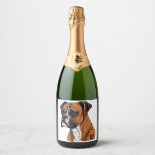 Boxer Bark Designs Punchy Grafik-Designs Schaumweinetikett