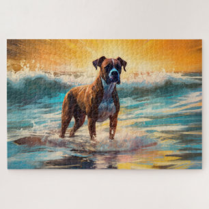 Boxer Beach Surfen Malerei Puzzle