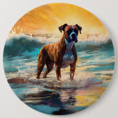 Boxer Beach Surfmalerei Button (Vorderseite)