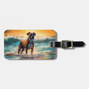 Boxer Beach Surfmalerei Gepäckanhänger