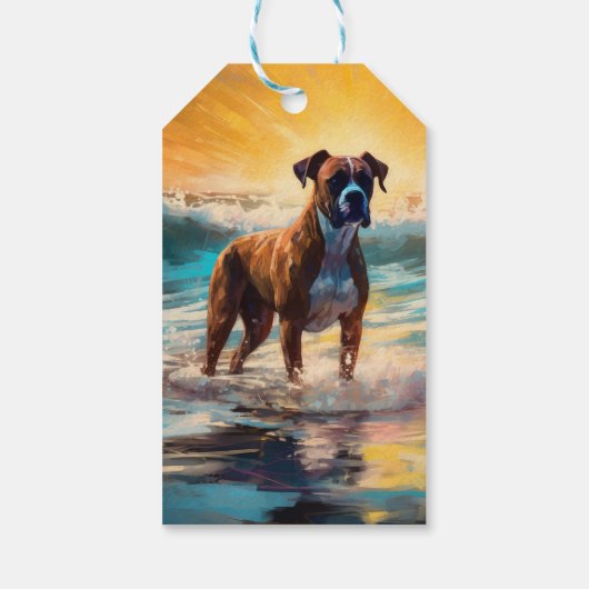 Boxer Beach Surfmalerei Geschenkanhänger (Rückseite)