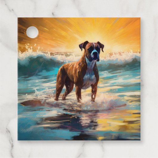 Boxer Beach Surfmalerei Geschenkanhänger (Vorderseite)