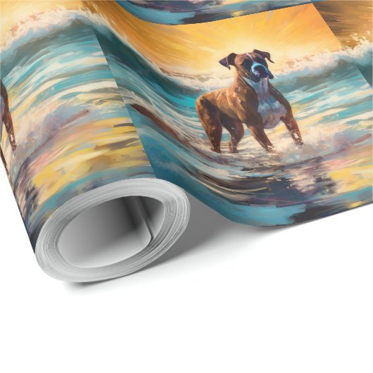 Boxer Beach Surfmalerei Geschenkpapier (Rolleneckpunkt)