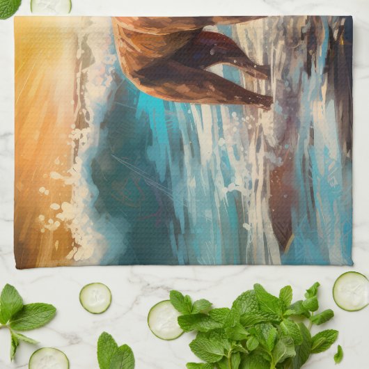 Boxer Beach Surfmalerei Geschirrtuch (Gefaltet)