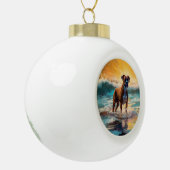 Boxer Beach Surfmalerei Keramik Kugel-Ornament (Links)