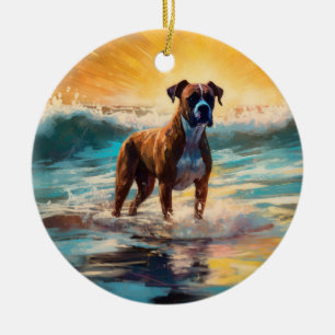 Boxer Beach Surfmalerei Keramik Ornament
