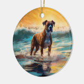 Boxer Beach Surfmalerei Keramik Ornament (Links)