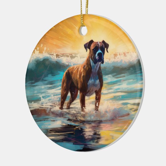 Boxer Beach Surfmalerei Keramik Ornament (Links)