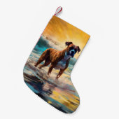 Boxer Beach Surfmalerei Kleiner Weihnachtsstrumpf (Vorderansicht (hängend))