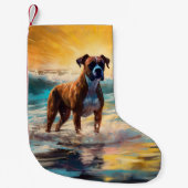 Boxer Beach Surfmalerei Kleiner Weihnachtsstrumpf (Vorderseite)