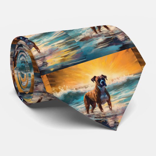 Boxer Beach Surfmalerei Krawatte (Gerollt)
