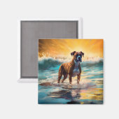 Boxer Beach Surfmalerei Magnet (Vorderseite/Rückseite)