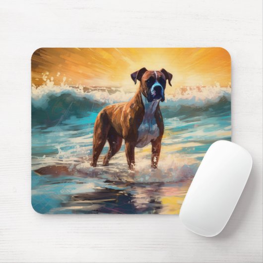 Boxer Beach Surfmalerei Mousepad (Mit Mouse)