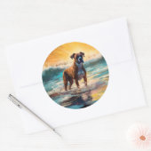 Boxer Beach Surfmalerei Runder Aufkleber (Umschlag)