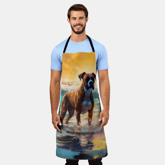 Boxer Beach Surfmalerei Schürze (Getragen)
