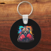 Boxer Bear With Boxing Gloves Kickboxing Funny Box Schlüsselanhänger (Vorderseite)