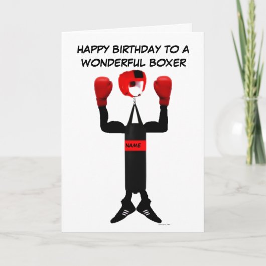 Boxer Birthday Cartoon Karte (Vorderseite)