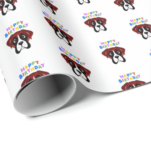 Boxer Birthday Geschenkpapier (Rolleneckpunkt)