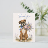 Boxer Blumenstrauß Dankeschön Postkarte (Stehend Vorderseite)