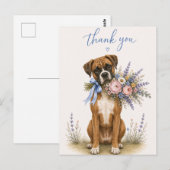 Boxer Blumenstrauß Dankeschön Postkarte (Vorne/Hinten)