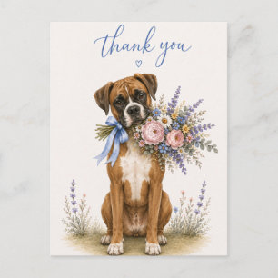 Boxer Blumenstrauß Dankeschön Postkarte