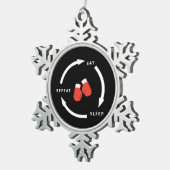 Boxer Boxen Sleep Wiederholen Sport Fan Sprichwort Schneeflocken Zinn-Ornament (Rechts)