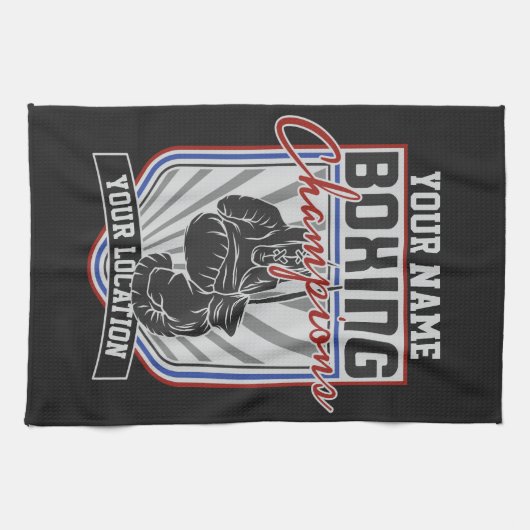 Boxer-Boxer-Fitness-Spiel für personalisierte Boxm Geschirrtuch (Horizontal)