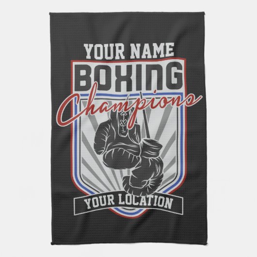 Boxer-Boxer-Fitness-Spiel für personalisierte Boxm Geschirrtuch (Vertikal)