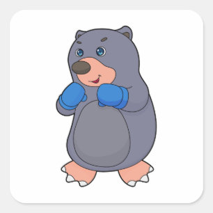 Boxer Boxhandschuhe für Mole Boxing Quadratischer Aufkleber