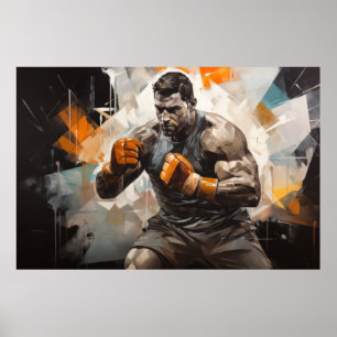 Boxer Boxing Sport Malerei Abstrakte Art Deco Poster