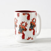 Boxer Breed Watercolor Dog Muster Sterne Weihnacht Zweifarbige Tasse (VorderseiteRechts)