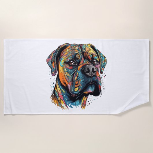 Boxer Buddies Playful Pup File Summary Digital Strandtuch (Vorderseite)