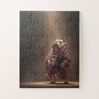 Boxer Bulldog in Robe Jigsaw Puzzle