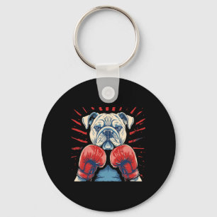 Boxer Bulldog mit Boxhandschuhen Kickboxing Funny Schlüsselanhänger