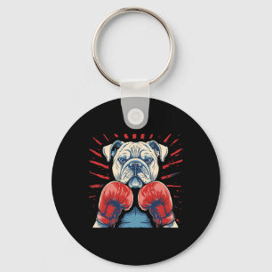Boxer Bulldogge mit Boxhandschuhen Kickboxen Lusti Schlüsselanhänger