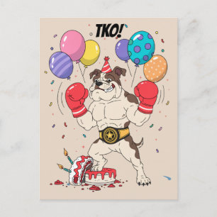 Boxer-Bulldogge-TKO-Geburtstagsabschied-Kunst Postkarte