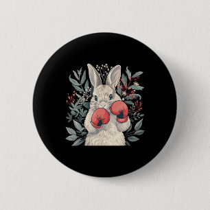 Boxer Bunny mit Boxhandschuhen Kickboxen Lustiges Button