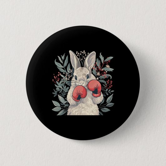 Boxer Bunny mit Boxhandschuhen Kickboxen Lustiges Button (Vorderseite)