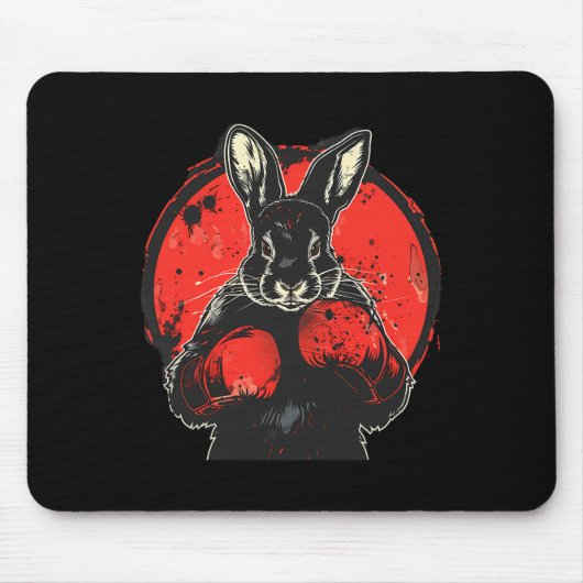 Boxer Bunny mit Boxhandschuhen Kickboxen Lustiges Mousepad (Vorne)
