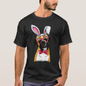Boxer Bunny Oars Brillen Eier Niedlich Osterhunde T-Shirt (Vorderseite)