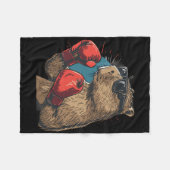 Boxer Capyra mit Boxhandschuhen Kickboxen Lustig B Fleecedecke (Vorderseite (Horizontal))