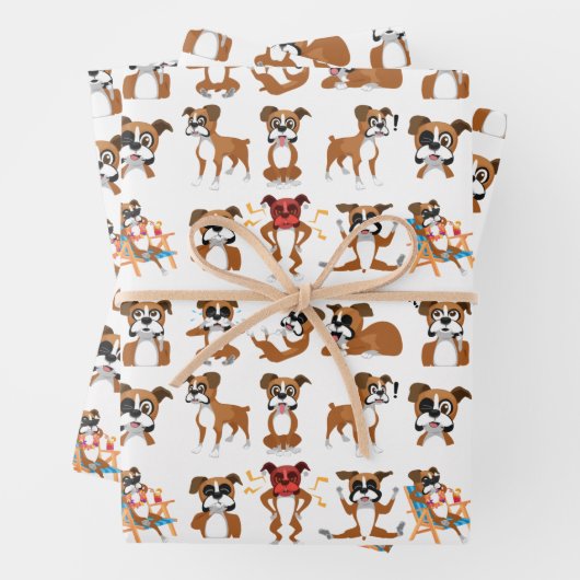 Boxer Cartoon Funny Seamless Geschenkpapier Set (Beispiel)